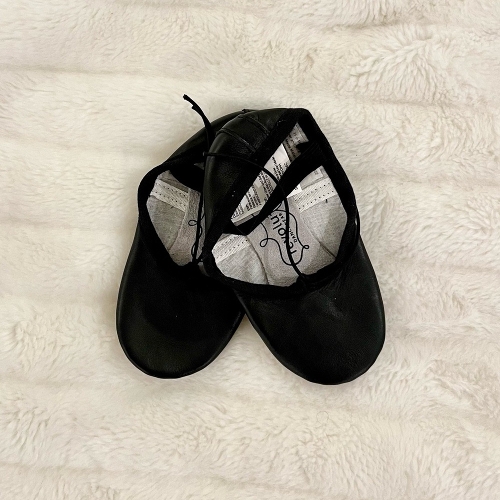 Revolution Black Ballet Shoes, Leather, size 11.0C (will fit size toddler 8)
